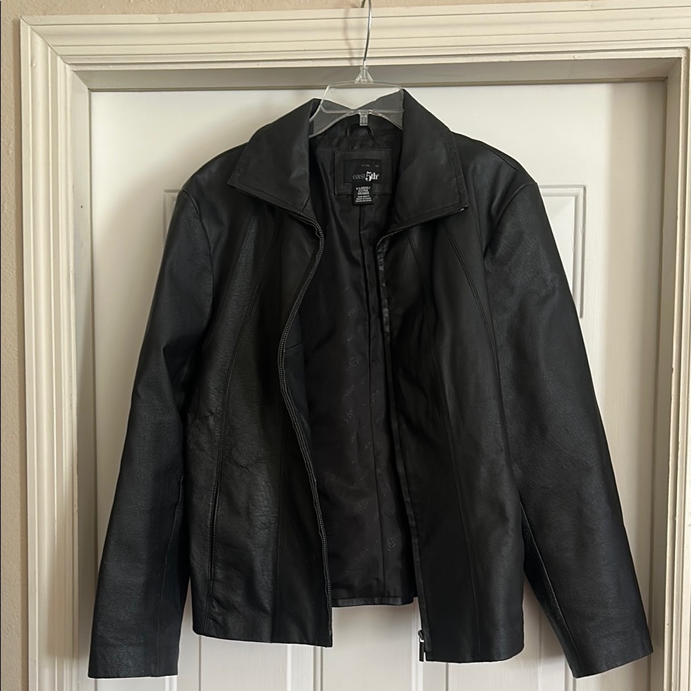 New York & Company Black Leather Jacket Classic Style